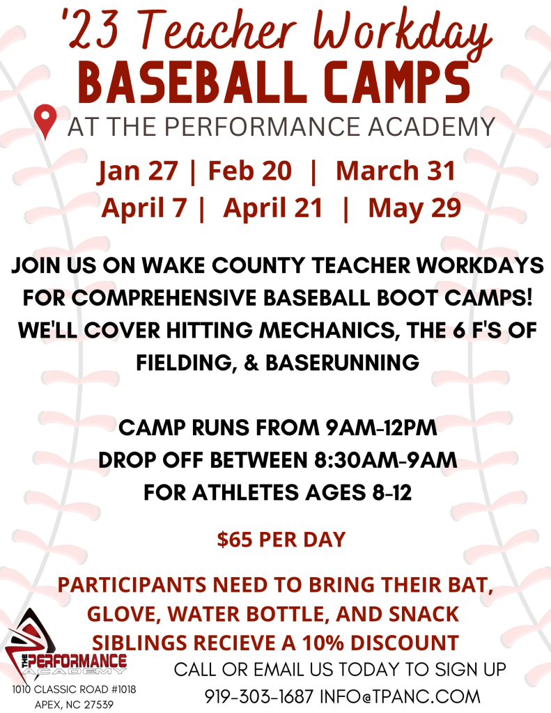 April 21 Teacher Workday Baseball Camp The Performance Academy